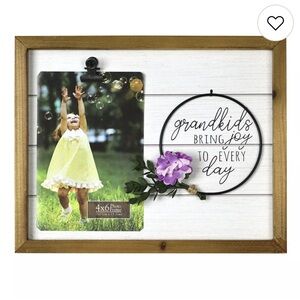 Rustic Wood Picture Frame with Black and Brown Accents- 4x6 photo w/ clip